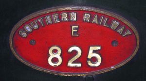 Southern Railway Engine plaque 825 - Source: York Railway Museum 