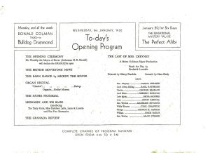 Granada Cinema Gala Opening programme - 8 January 1930. Eveline Robinson Granada Cinema Gala Opening programme - 8 January 1930. Eveline Robinson
