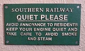 Southern Railway's notice to drivers to keep noise down. Severn Valley Railway