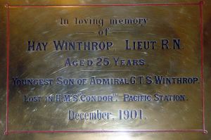 Hay Winthrop lost on HMS Condor December 1901. St Marys Church Hay Winthrop lost on HMS Condor December 1901. St Marys Church