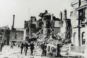 Wellesley Road - looking towards Townwall Street, following WWII shelling. Kent Messenger
