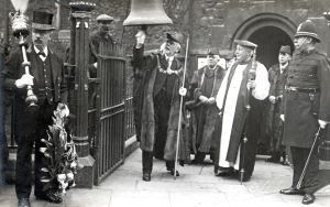 Edwin Farley, next-but-one on right. Zeebrugge Bell ceremony 1923