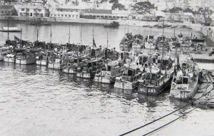 Camber in World War I, filled with Motor Launches. The Admiralty buildings are in background
