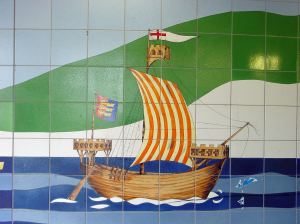Cinque Ports Ship. Townwall Street subway mosaics. 