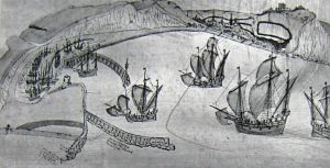 Harbour c1543 - Cottonian Manuscript. Bob Hollingsbee Collection