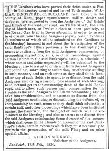 William Kingsford Bankruptcy 17 February 1834