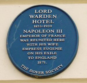 Dover Society plaque on Lord Warden House marking Napoleon III's stay there. Dover Society plaque on Lord Warden House marking Napoleon III's stay there.