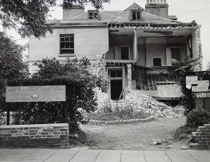 Dr Annie Brunyate's home and centre of the early Dover women's suffrage campaigns in Effingham Crescent following shell attacks in World War II. Dover Library