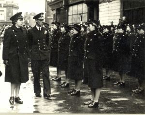 Female Fire Officers inspected by George VI October 1944. Dover Museum