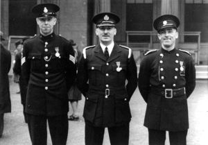 George Medal Investiture Cyril Brown, Ernest Harmer & Alex Campbell. Michael Harmer