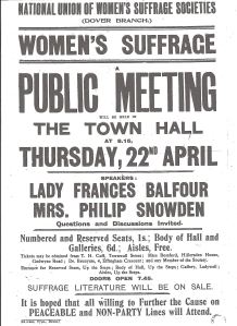 Women's Suffrage meeting, Maison Dieu - then the Town Hall - 22 April 1909. Dover Library