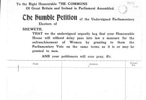 Dover Ladies Suffrage Petition January 1909. Dover Library