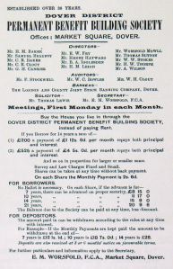 Dover and District Permanent Building Society advert c1870s