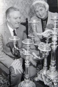 Silver Candelabra from the Fector collection. Left Mayor Bill Newman Mayor 1992-1993 right LS