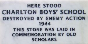 Charlton Boys' School was in Granville Street but was destroyed by enemy action during WWII. A recently erected plaque, by the Dover Society, marks the site and where the old plaque once was. Charlton Boys' School was in Granville Street but was destroyed by enemy action during WWII. A recently erected plaque, by the Dover Society, marks the site and where the old plaque once was.