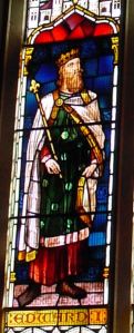 Edward I, detail from the Finnis window, Council Chamber, Maison Dieu. Alan Sencicle