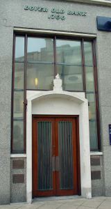 NatWest Chamber door, Market Square, above which is the citation on Dover's oldest bank . Alan Sencicle