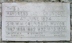 Commemorative stone of the opening of the Art and Technical school, Ladywell by Lady Crundall 04.06.1894