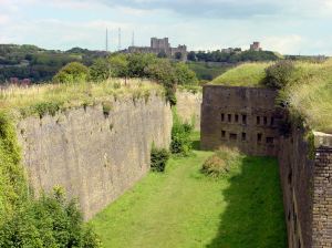 Drop Redoubt with the Castle & Swingate Towers - now there are two towers - in the distance Drop Redoubt with the Castle & Swingate Towers - now there are two towers - in the distance