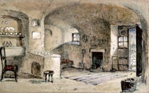 East Cliff cave dwellers home (interior) by Henry Prior circa 1833-1857. Dover Museum