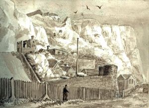 Guilford Battery with Mote Bulwark above - 1821  Dover Museum