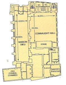 1991 Plan showing the location of Connaught Hall. On the plan the room shown as Maison Dieu is now called the Stone Hall