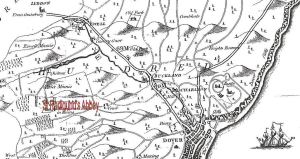 Map of 1789 showing the location of showing location of St Radigund's Abbey Map of 1789 showing the location of showing location of St Radigund's Abbey