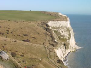 Every year the lifeboats rescue people cut off by the tide, climbing the cliffs or fall/jumped off the top of the cliffs around Dover - Langdon Cliff - looking towards South Foreland. AS 2011