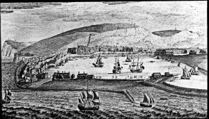 Dover Harbour 1738 glass slide by artist Nathaniel & Samuel Buck. Dover Museum