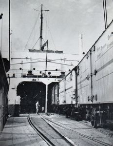 Train Ferry - loading goods wagons c 1960s. Courtesy of Dover Harbour Board Train Ferry - loading goods wagons c 1960s. Courtesy of Dover Harbour Board