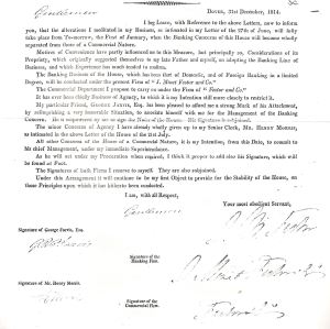 Separating the Fector bank from the Fector shipping interests 31 December 1814 Separating the Fector bank from the Fector shipping interests 31 December 1814