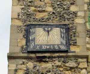 St Mary's Church Sundial erected in 1656 to ensure that councillors arrived at meetings on time. St Mary's Church Sundial erected in 1656 to ensure that councillors arrived at meetings on time.