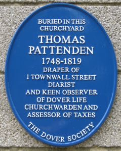 Dover Society Plaque to Thomas Pattenden diarist 1748-1819 on the side of the Parish Hall