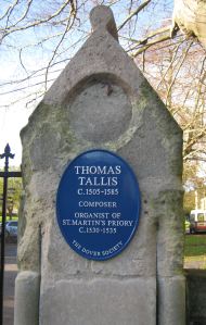 Thomas Tallis Plaque, Dover College Gate erected by Dover Society 2013 Dover Society Blue Plaque to Thomas Tallis Dover College gatepost, Folkestone Road. AS