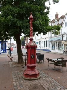 Faversham town pump where the alleged witches were hung. 