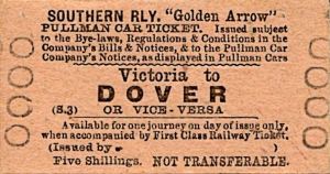 Golden Arrow Pullman Car ticket number 0000. Michael Stewart