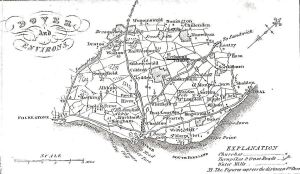 Dover & Environs 1828 - Eythorne underlined. Dover Library
