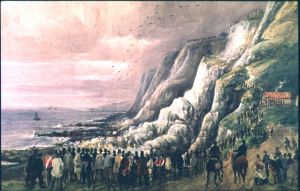 Round Down Cliff following the explosion 26 January 1843 painted by William Burgess - Dover Museum