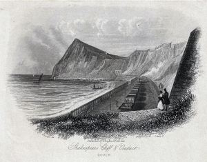 Shakespeare Beach railway viaduct and Shakespeare Cliff by J Shury 23.02.1844