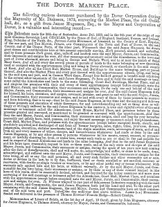 James Hugesson gift of the Market Place and Court Hall etc. to the town published in the Dover Year Book 1874