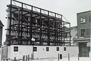 The listed Market Hall facade during reconstruction in 1989. Dover Library The listed Market Hall facade during reconstruction in 1989. Dover Library