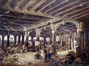 Dover Market under the Court Hall by William Burgess. Of note, the Court Hall was demolished in 1861. Dover Museum