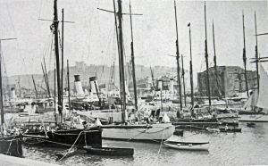 Royal Cinque Ports yacht Club's yachts in Granville Dock c 1900