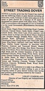 Street Trading designated areas notice Street Trading designated areas notice