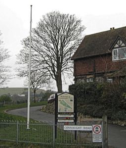 Graham Wanstall - the Chairman of the Friends of Connaught Park - arranged for the flag pole to be erected at the entrance to the Park