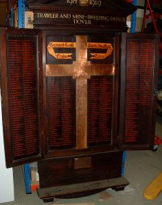Trawler and Minesweeping Patrol Memorial 1914-1918. Originally in the Holy Trinity Church- Pier District then Archcliffe Fort now Dover Museum. Dover Museum