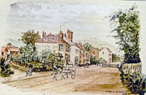 Gate Inn, Crabble Hill 1869 by James M Tucker painted 1912, shows the toll house further down the hill from the inn - Dover Museum