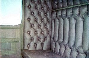 The restored coach upholstery undertaken by Nick Woods of Fairbourne Carriages. Courtesy of Tony Newton