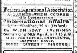  Jack Woolford's Workers Educational Association course advert 19.04.1945