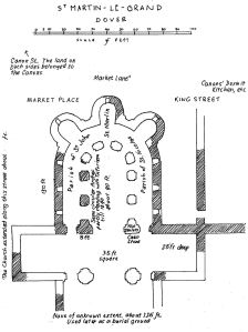 St Martin le Grand Ground Plan from C.R.Haines, Dover Priory. CUP 1930